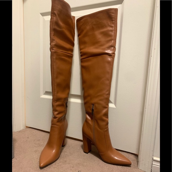 NEW TAN THIGH HIGH BOOTS - Picture 3 of 15